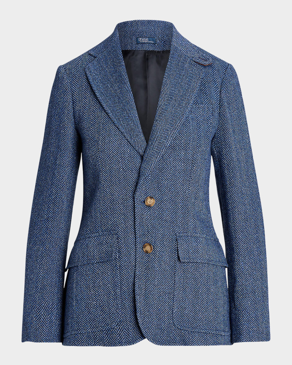 Herringbone Linen-Blend Blazer